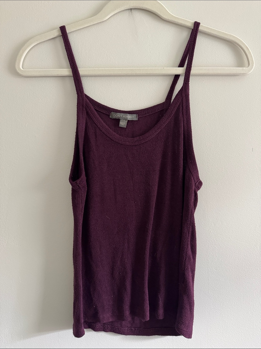 Don't Ask Why Women's Deep Plum Ribbed Tank Top